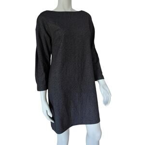 Banana Republic Mid-length Charcoal Shift Dress Pleated Sleeve Details Size XS